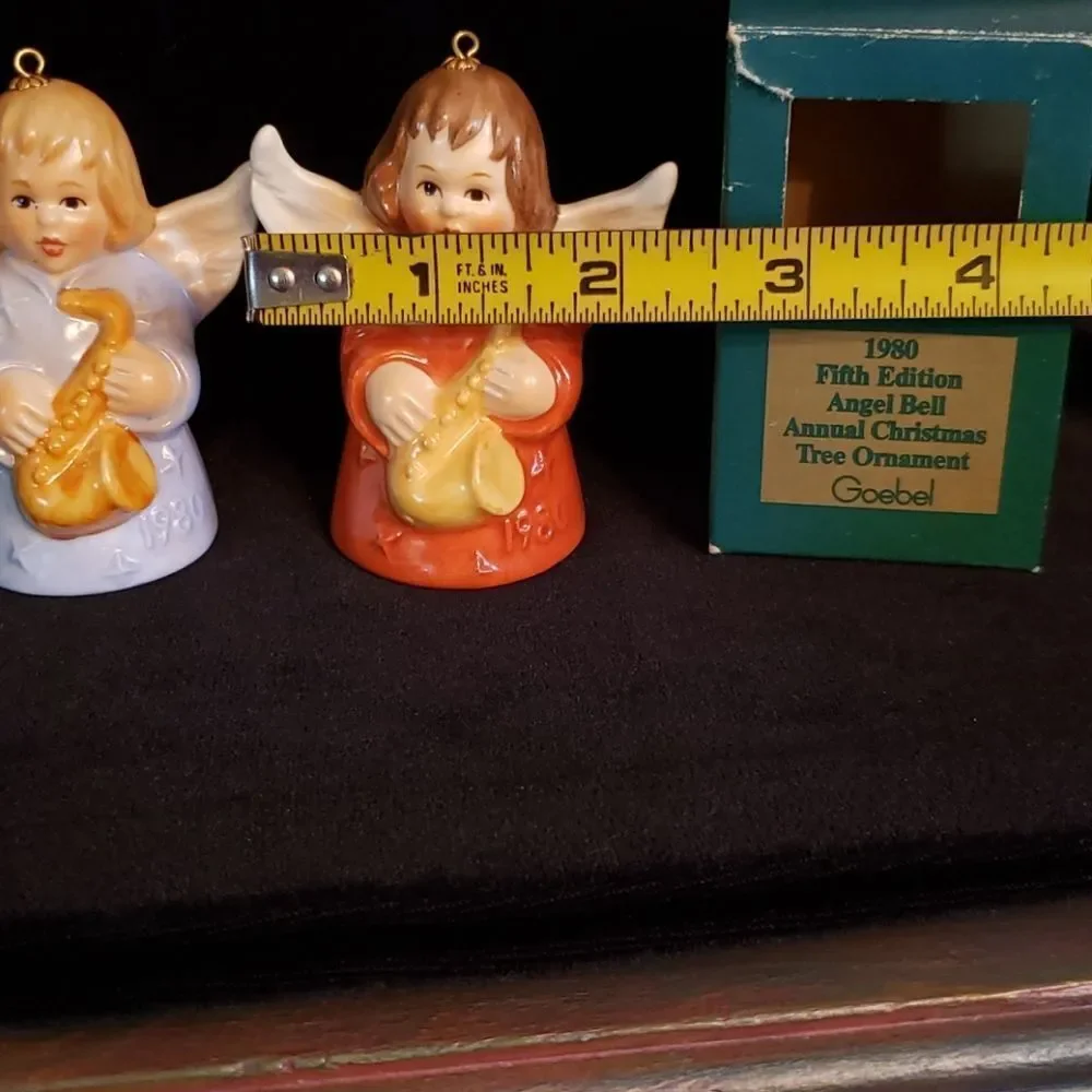 Pair of Vintage Goebel Angel Bell Ornaments 1980